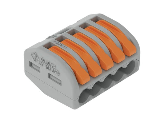 WAGO | Verbindungsklemme 5-fach | 5 Stück 5L 0.08…4mm² 32A 400V grau