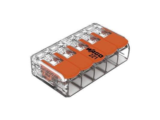 WAGO | Verbindungsklemme 5-fach | 6 Stück 5L 0.5…6mm² 41A 450V