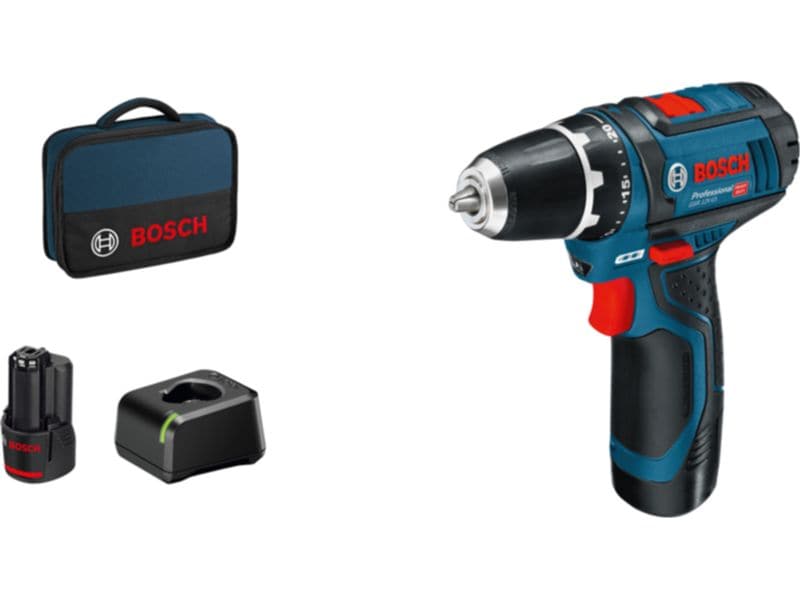 Bosch Professional | Akku-Bohrschrauber GSR 12V-15 | 2 x Akku GBA 12V 2.0Ah