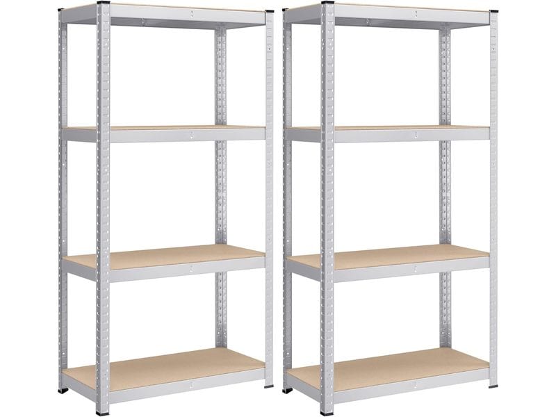 Songmics | Regal 2er Set, 4 Ablagen | 80x40x160 cm, Stahl, MDF