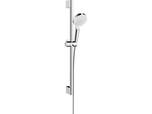 hansgrohe | Crometta Brauseset Brausestange 65 cm | EcoSmart Weiss/Chrom