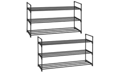 Songmics | Schuhregal aus Metall, Schwarz | 92x30x54 cm, Stahl, Kunststoff