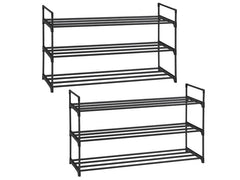 Songmics | Schuhregal aus Metall, Schwarz | 92x30x54 cm, Stahl, Kunststoff
