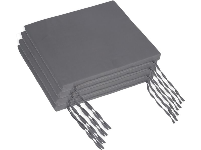 relaxdays | Stuhlkissen flach | 4er Set, 3 x 40 x 40 cm, Grau