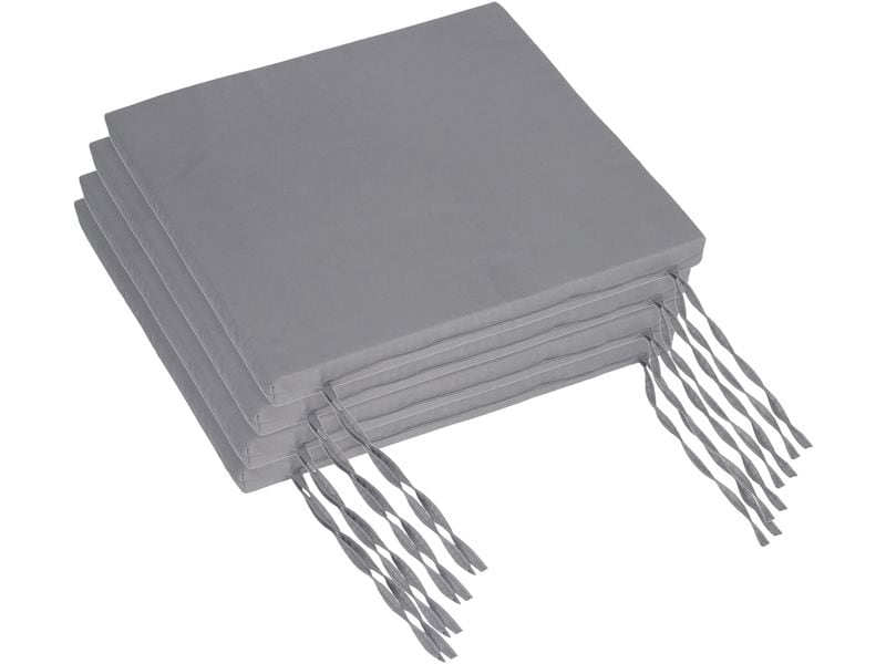 relaxdays | Stuhlkissen flach | 4er Set, 3 x 40 x 40 cm, Hellgrau
