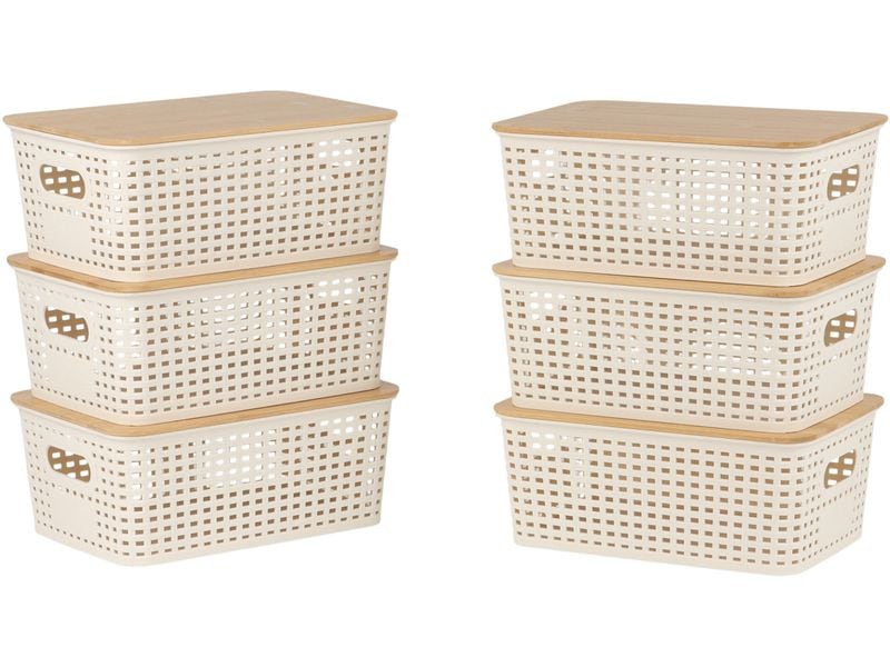 relaxdays | Aufbewahrungsbox mit Deckel | 6er Set, Weiss