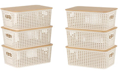 relaxdays | Aufbewahrungsbox mit Deckel | 6er Set, Weiss