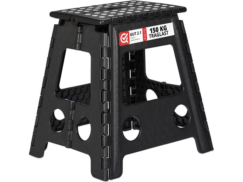 relaxdays | Klapphocker faltbar XL | Farbe: Schwarz