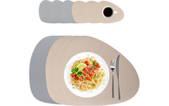 relaxdays | Tischs./Unters. 12-teilig oval | 6 Tischset/6 Glasuntersetzer, Grau/Beige