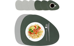 relaxdays | Tischs./Unters. 12-teilig oval | 6 Tischset/6 Glasuntersetzer, Grau/Grün