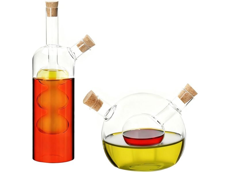 relaxdays | 2 in 1 Essig-Öl-Flasche | 2er Set