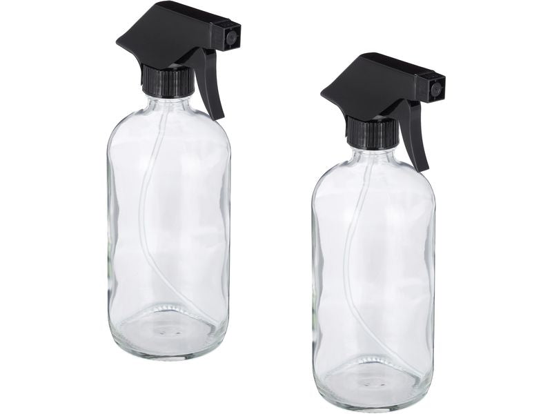 relaxdays | Sprühflasche aus Glas | 2er Set, 500 ml, Transparent
