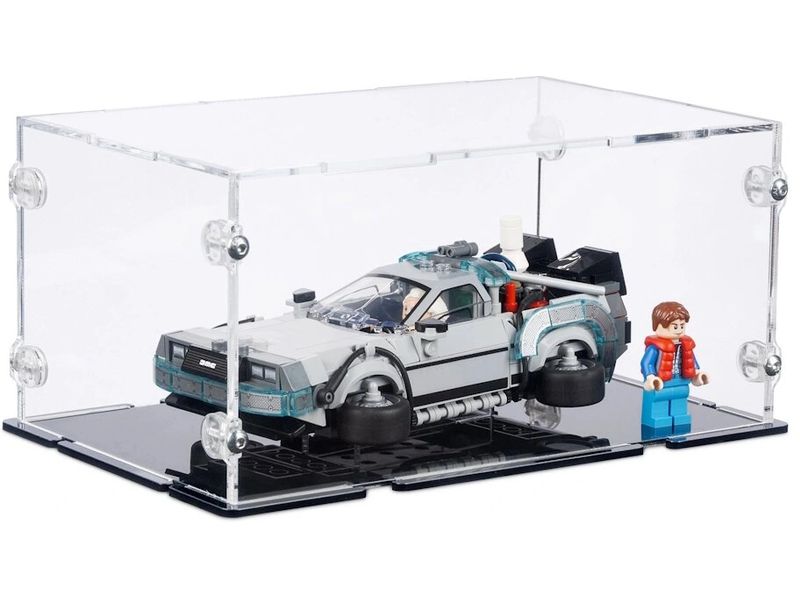 iDisplayit | Acryl-Display LEGO 77256 Zeitmaschine | Mit schwarzem Boden & Ständer