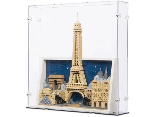 iDisplayit | Acryl-Display LEGO 21064 Paris | Mit schwarzem Boden