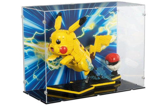 iDisplayit | Acryl-Display LEGO 72152 Pokémon | Mit Hintergrundbild & schwarzem Boden