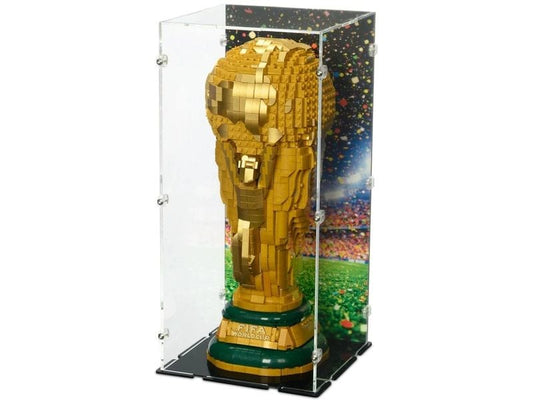 iDisplayit | Acryl-Display LEGO 43020 Offizieller Pokal | Mit Hintergrundbild & schwarzem Boden