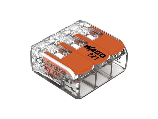 WAGO | Verbindungsklemme Compact 3-fach | 2 Stück 3L 0.2…4mm² 32A 450V