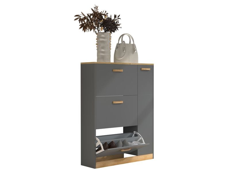 VCM | Schuhschrank Halom L | Anthrazit/Honig-Eiche