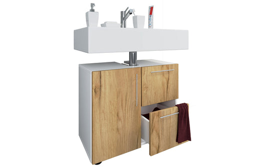 VCM | Badzimmer Unterschrank Flandu | Weiss/Honig-Eiche