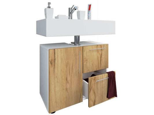 VCM | Badzimmer Unterschrank Flandu | Weiss/Honig-Eiche