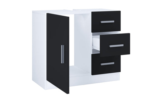 VCM | Badzimmer Unterschrank Zalo XL | Weiss/Schwarz