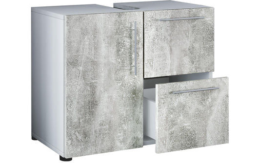 VCM | Badzimmer Unterschrank Flandu | Weiss/Beton
