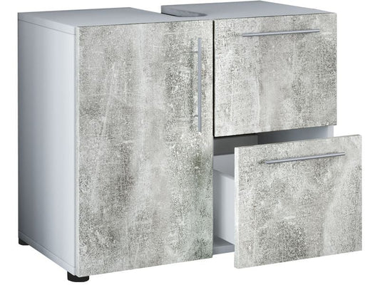 VCM | Badzimmer Unterschrank Flandu | Weiss/Beton