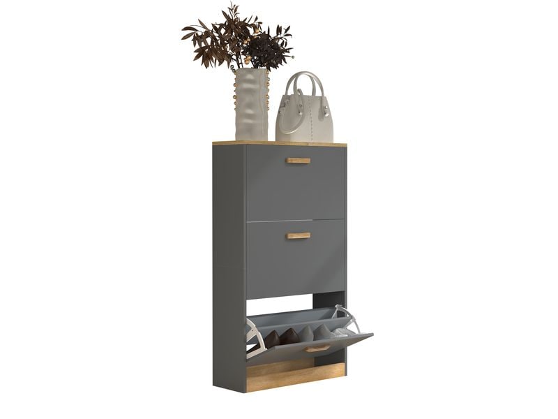 VCM | Schuhschrank Halom M | Anthrazit/Honig-Eiche