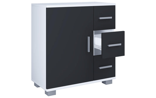 VCM | Badzimmerschrank Zalo XL | Weiss/Schwarz