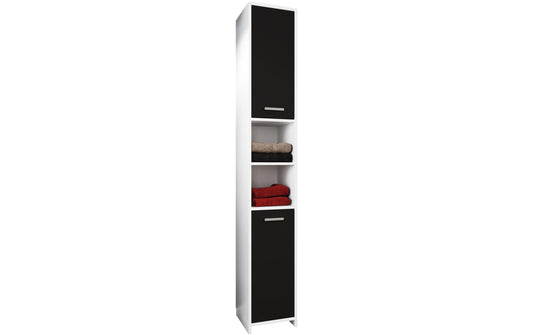 VCM | Badzimmer Hochschrank Zalo L | Weiss/Schwarz