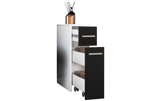 VCM | Badzimmer Nischenschrank Zalo | Weiss/Schwarz