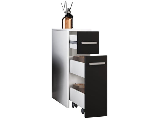 VCM | Badzimmer Nischenschrank Zalo | Weiss/Schwarz