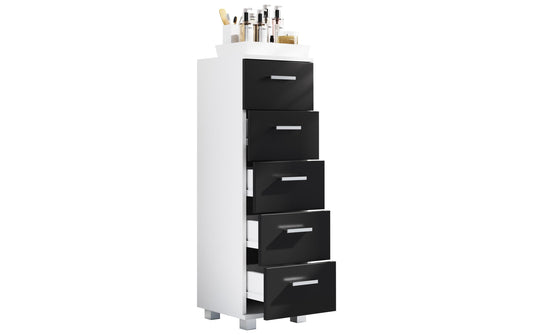 VCM | Badzimmer Schubladenschrank Zalo | Weiss/Schwarz