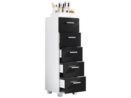 VCM | Badzimmer Schubladenschrank Zalo | Weiss/Schwarz