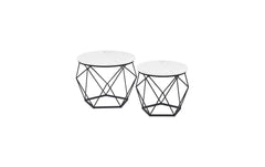 VASAGLE | Beistelltisch 2er Set, Marmoroptik | 50/30x40/36.3 cm (DxH), Stahl, Spanplatte