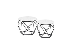 VASAGLE | Beistelltisch 2er Set, Marmoroptik | 50/30x40/36.3 cm (DxH), Stahl, Spanplatte