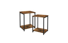 VASAGLE | Beistelltisch 2er Set, Industrial | 38.5x30x50 cm, Stahl, Spanplatte