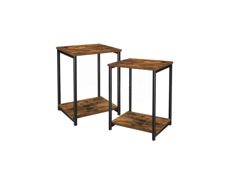 VASAGLE | Beistelltisch 2er Set, Industrial | 38.5x30x50 cm, Stahl, Spanplatte