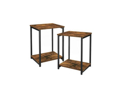 VASAGLE | Beistelltisch 2er Set, Industrial | 38.5x30x50 cm, Stahl, Spanplatte
