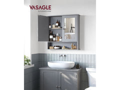 VASAGLE | Spiegelschrank, Grau | 56.5x13x58.5 cm, Glas, MDF