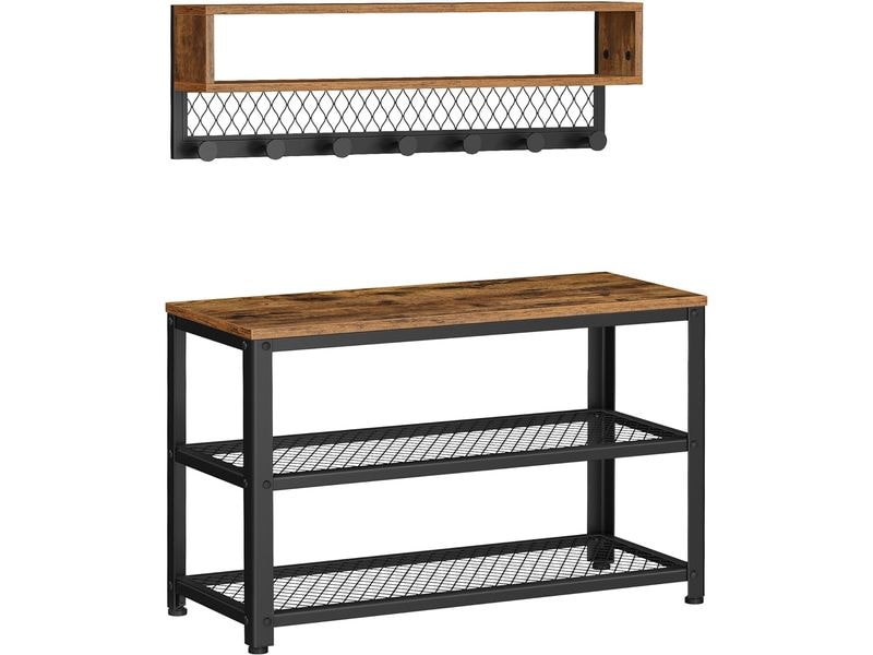 VASAGLE | Schuhgestell und Regal Industrial | 73x30x45.5 cm, Stahl, Spanplatte
