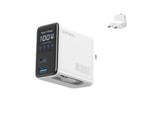 4smarts | GaN Flex Screen AI, Weiss | 100W, 2x USB-C, 1x USB-A