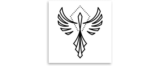 minink | Tattoo Abstrakter Phönix | Grösse: S (3.5 cm x 4.2 cm)