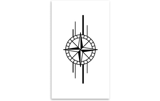 minink | Tattoo Kompass mit Linien | Grösse: L (4.0 cm x 8.0 cm)