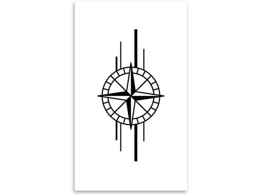 minink | Tattoo Kompass mit Linien | Grösse: L (4.0 cm x 8.0 cm)
