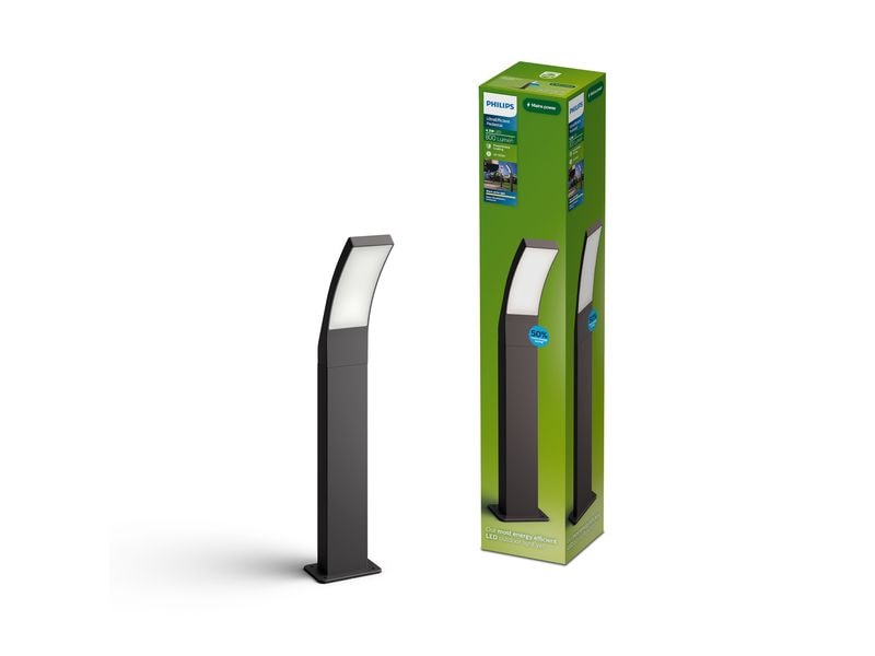 Philips | Splay Outdoor Sockelleuchte IP44 | Ultra-Efficient, 4.3W, 2700K, anthrazit