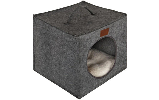 Paws & Whiskers | Bett Höhle | Grau, 40 x 40 x 40 cm