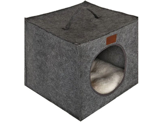 Paws & Whiskers | Bett Höhle | Grau, 40 x 40 x 40 cm