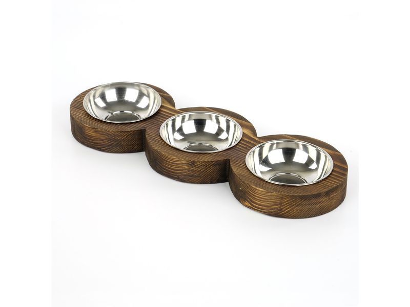 Paws & Whiskers | Napf Holz | Braun, 16.5 x 48 cm
