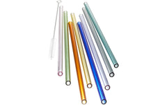 GEFU | Glastrinkhalm FUTURE | 23 cm bunt 8 Stück mit Bürste